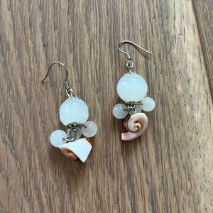 Elegant White and Pink Shell Earrings